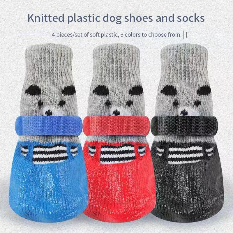 4pcs/lot Winter Warm Dog Socks Anti-Slip Rain Snow Boots Waterproof Puppy Chihuahua Dogs Shoes Booties for Small Large Dogs