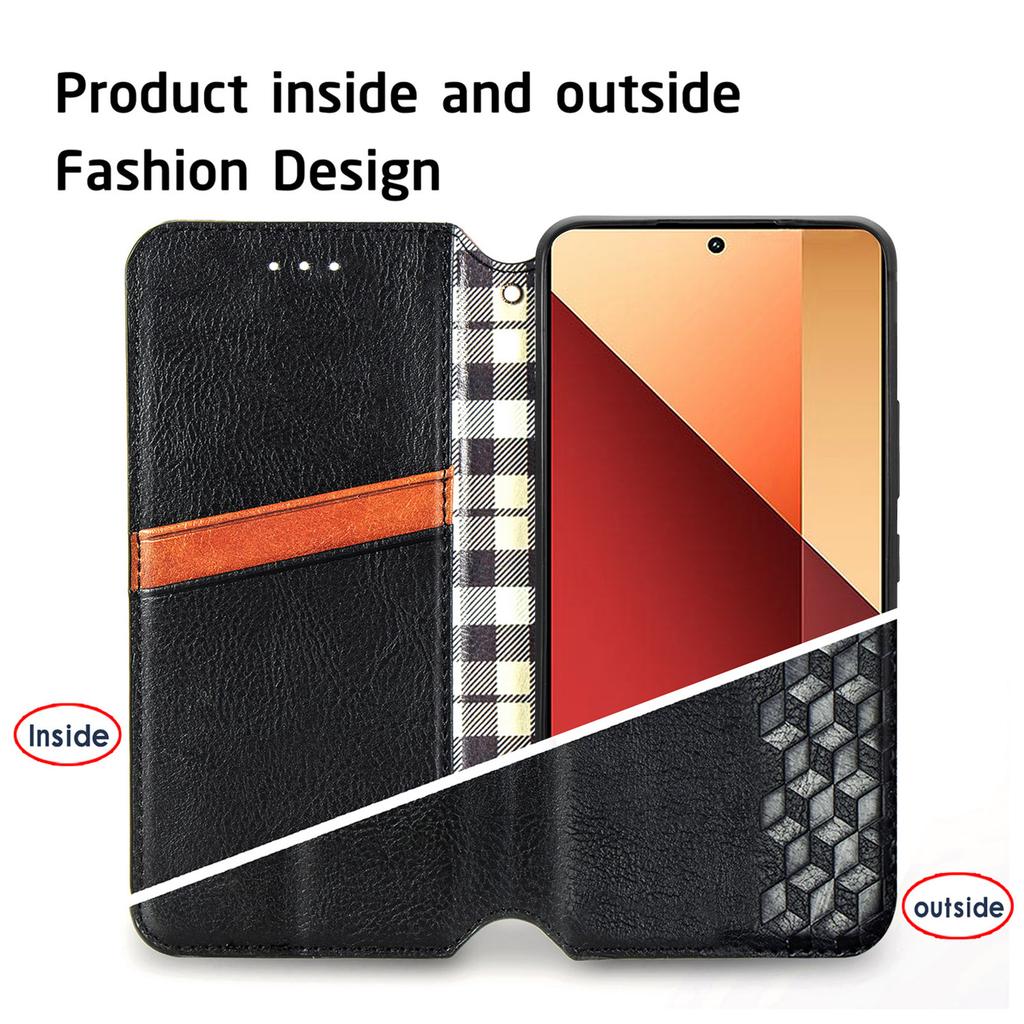 For Xiaomi Redmi Note 13 Pro 4G/Poco M6 Pro 4G PU Leather Case Rhombus Imprint Wallet Stand Phone Cover