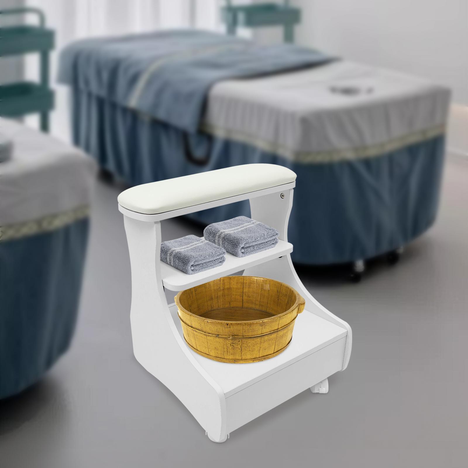 

Bymaocar Белый многофункциональный салонный педикюрный стул с грузоподъемностью 20 кг/44,09 фунта, съемное хранилище для спа-салона, клиники и ванной комнаты белый