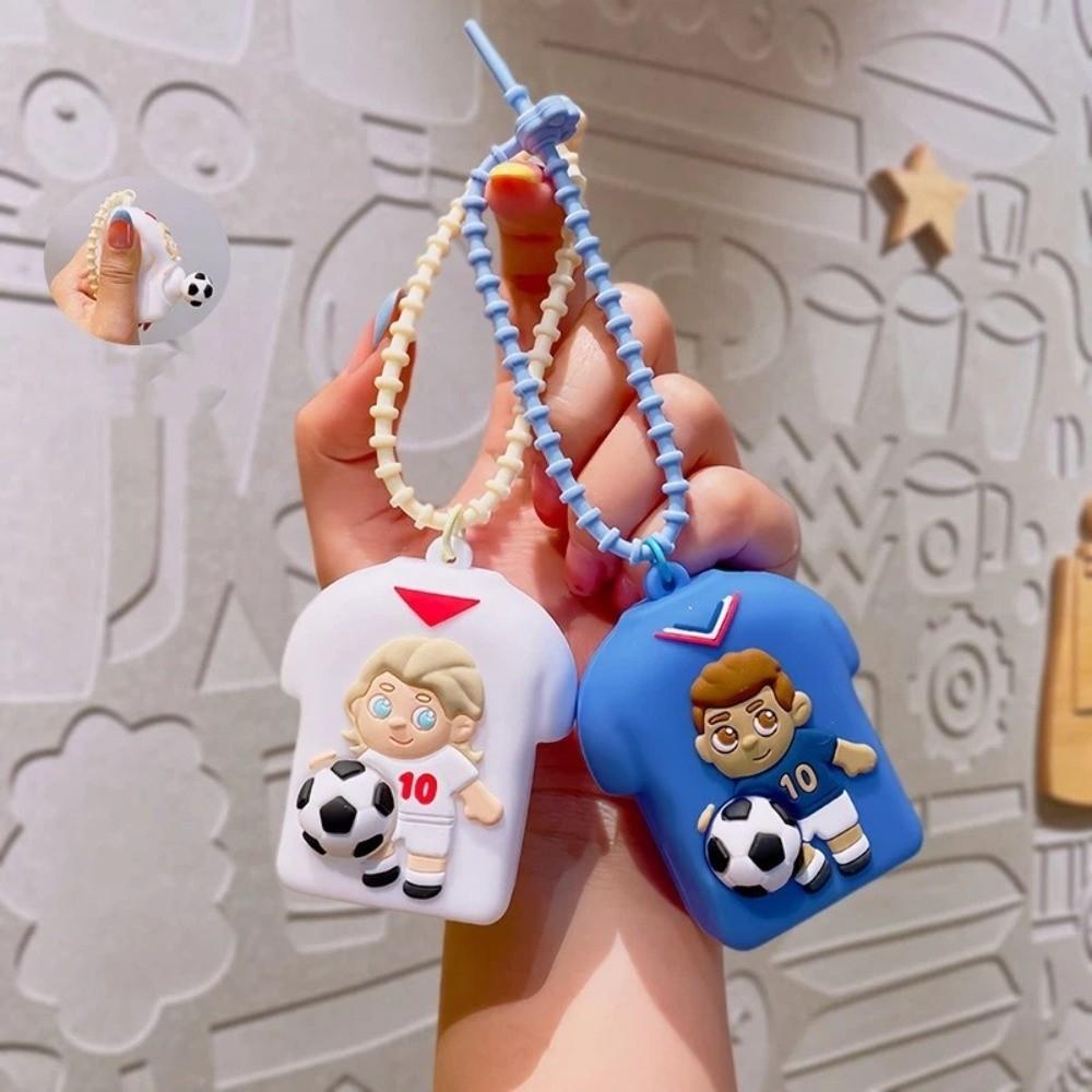 Silicone Football Keychains Sports Themed Soccer Player Keychain Charm Commemorative Gift