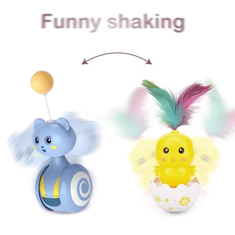 Automatic Cat Toy Tumbler Swing Toys for Cats Funny Balance Car Interactive Kitten Chasing Toy With Feather Ball Cat Accessories