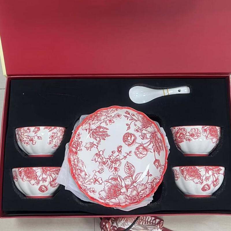 Ailan Huijia WJ Red Rose Chinese Ceramic Dinnerware Set