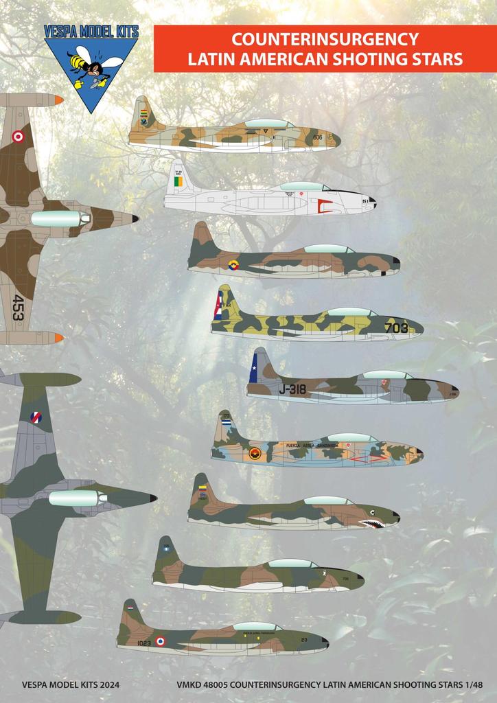 Vespa Model Kits 1/48 Latin American T-33 Shooting Star [COIN Aircraft] Plastic Model Decal VMKD48005 (Airplane)