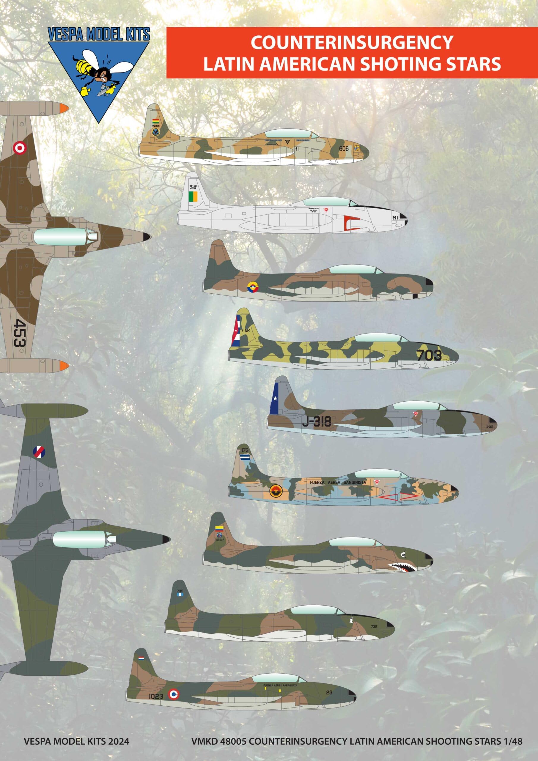 

Vespa Model Kits 1/48 Latin American T-33 Shooting Star [COIN Aircraft] Plastic Model Decal VMKD48005 (Airplane)