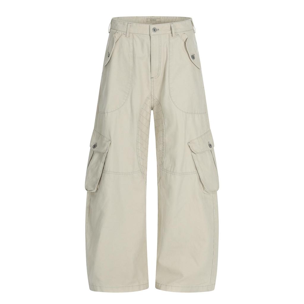 Yongfang Unisex Retro 3D Patchwork Wide-Leg Scythe Pants