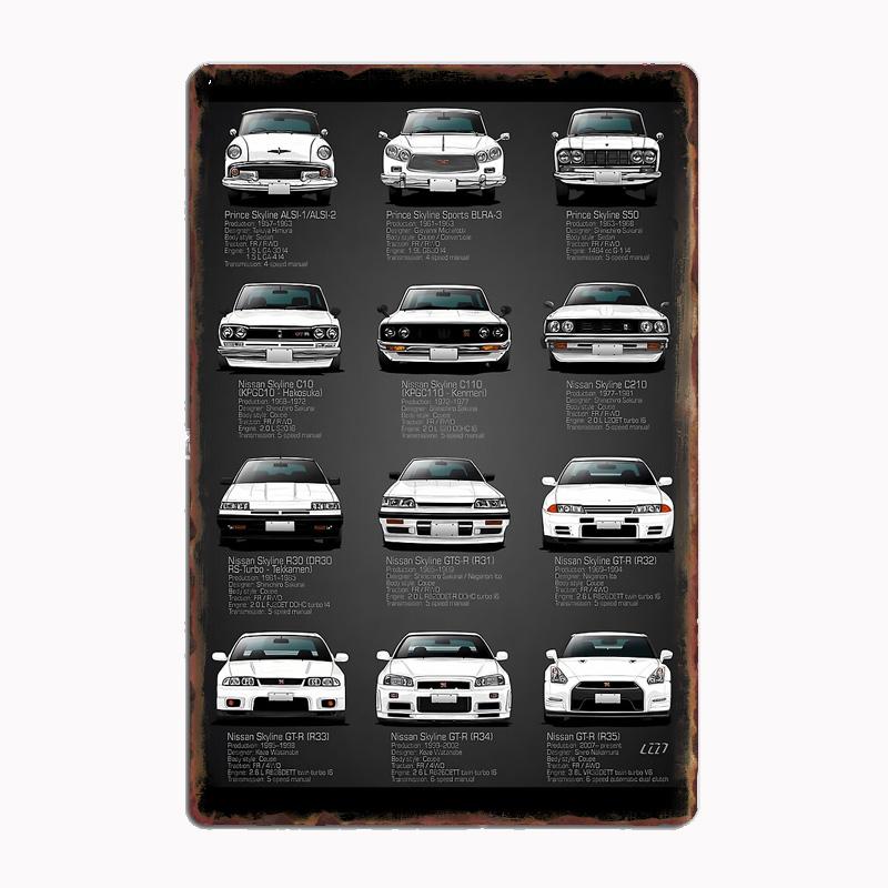 History GTR - V2 Specs PosterMetal Sign Metal Poster Garage Room Wall Decoration Cinema Living Custom Tin Vintage Home Decor