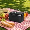 Oxford Fabric Portable Picnic Basket with Handle Foldable Insulated Storage Bag Large Capacity for Outdoor Camping Grocery Shopping