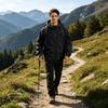 Men's Outdoor Hooded Jacket Thickened Loose Fit Windproof Waterproof Breathable Lightweight Shell for Hiking Camping