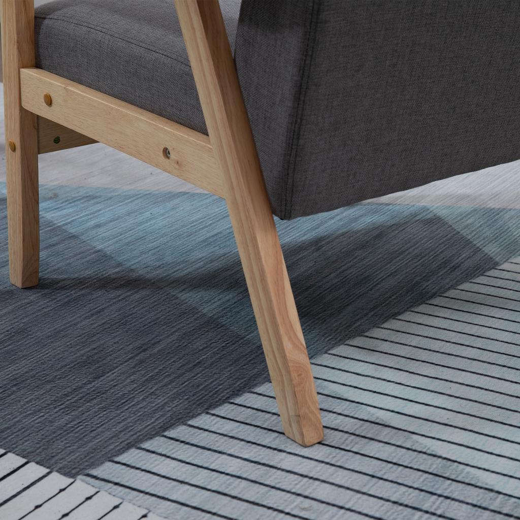 Minimalistic Wooden Frame Accent Chair, with Padded Seat