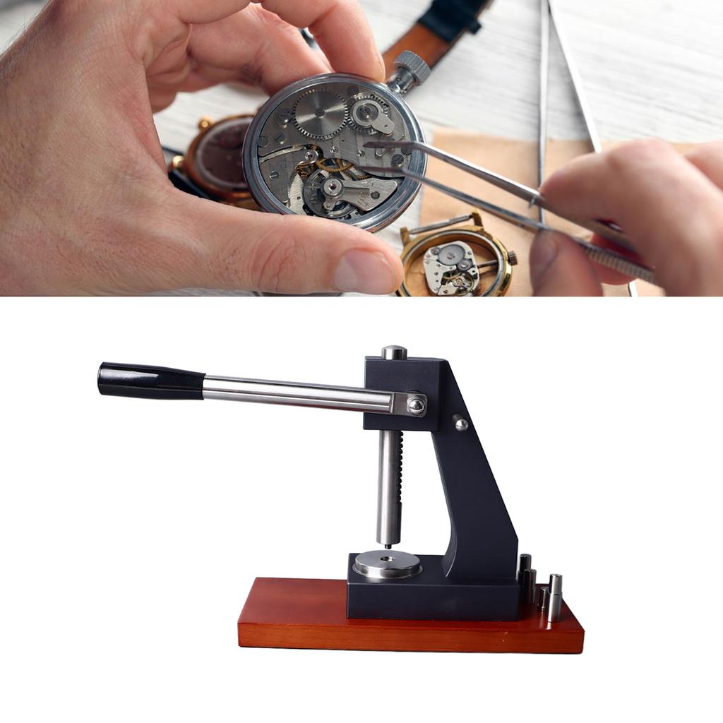 6173 Watch Back Press Set Wooden Base Watch Case Cover Pressing Machine for Watchmakers