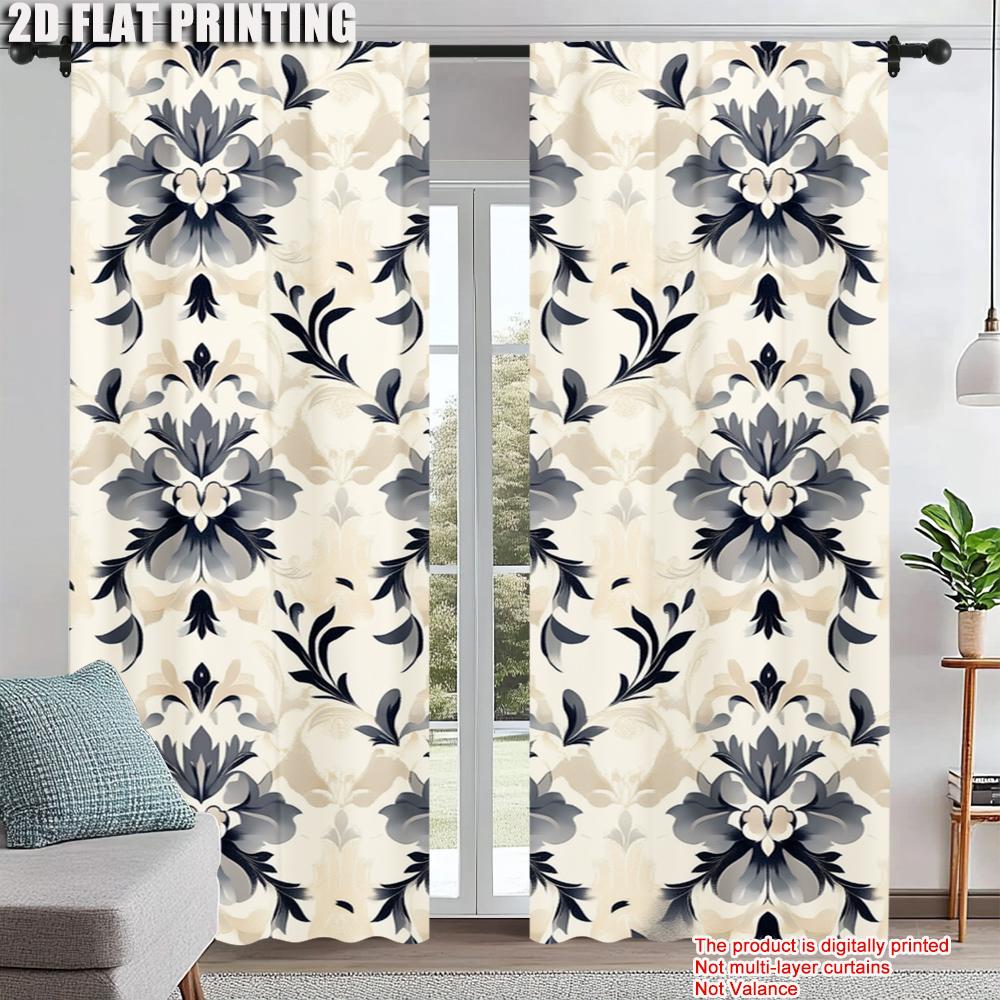 

Set Of 2 Bohemian Vintage Window Curtains Abstract Geometric Floral Design Perfect Living Room Bedroom Dining Curtain With Rod Pocket Polyester Ideal W100*H70(CM)-Grommet top&1PCS