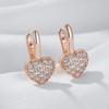 Rose Gold Color Heart English Earrings For Women Full Shiny Natural Zircon Accessories Wedding Valentines Jewelry