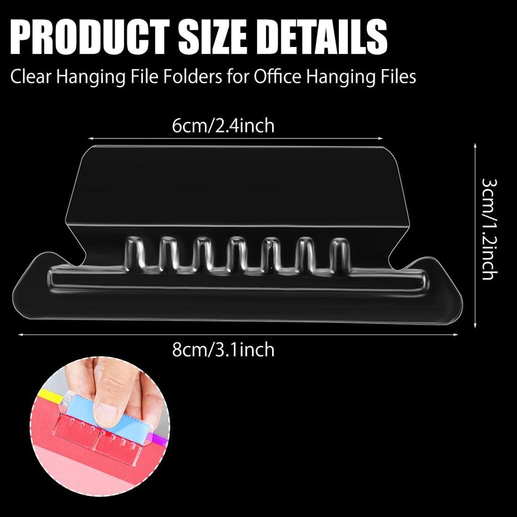 Hanging File Folder Tabs 60PCS Plastic Hanging Folder Labels and erts Clear Tabs for File Folders Quick Identification