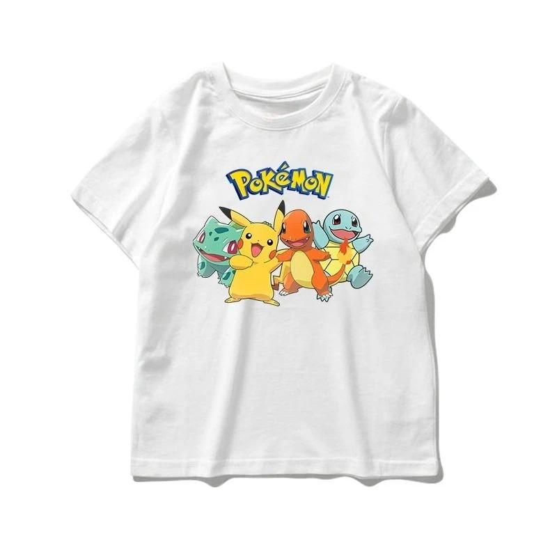 

Pokemon Tshirt Pikachu Squirtle Bulbasaur Charmander Cotton Kids Adult Tee Anime Top Original Print Oversized Y2k Short Sleeve XXXL помаранчевий