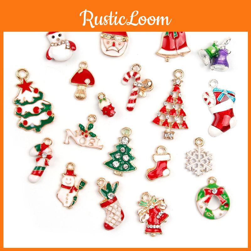 High-quality 19pcs Metal Alloy Mixed Christmas Charms Set For Festive Jewelry
