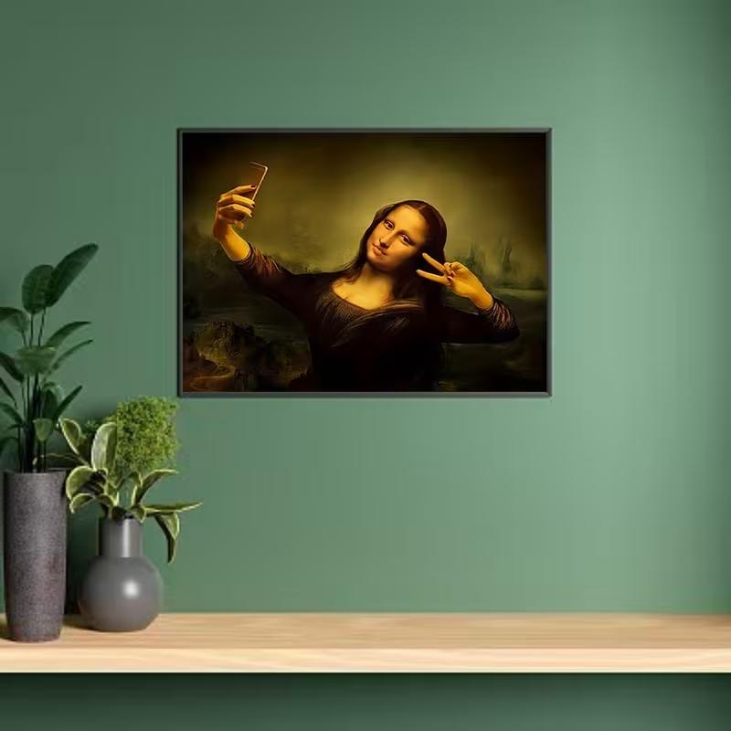 Mona Lisa Self-Portrait Frameless Canvas  Modern Minimalist Decor
