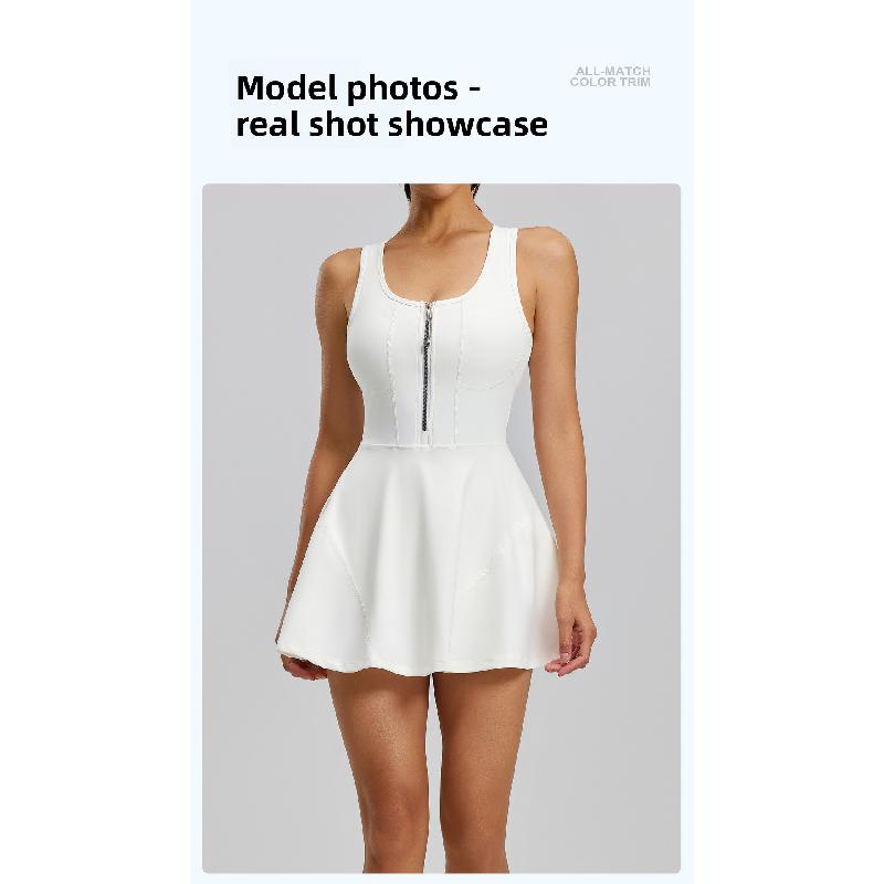 New Zipper One-Piece Dress for Women, Anti-Exposure, for Outdoor Running and Fitness