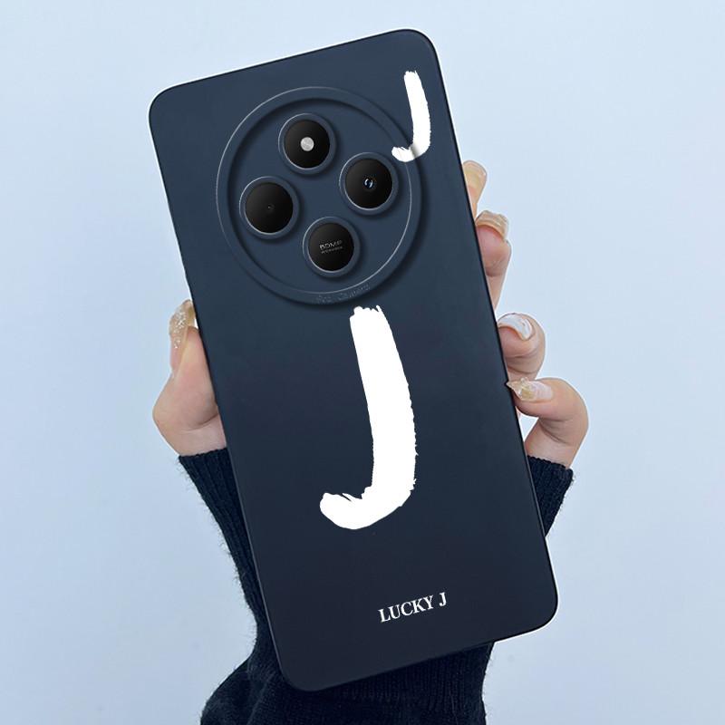 For Xiaomi Redmi 14C 4G A3Pro 4G/ Xiaomi Poco C75 4G M7 5G Case Lucky Initial Letter Liquid Soft Silicone Protective Cover Phone