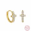 S925 Sterling Silver Sparkling Zircon Cross Earrings INS Classic Trend Exquisite Fashion Plated K Gold Earrings for Women