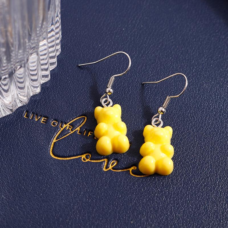 Cute Candy Color Gummy Bear Drop Earrings for Women Girls Handmade Kid's Party Jewelry Gift