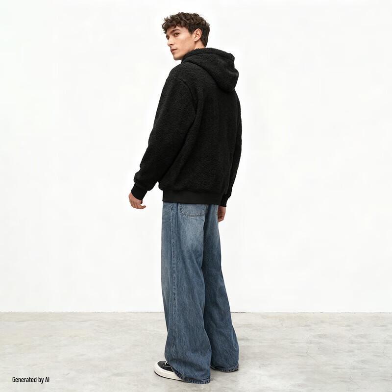 Gap Unisex 2025 Autumn Logo Faux Teddy Fleece Loose Hooded Sweatshirt 789782