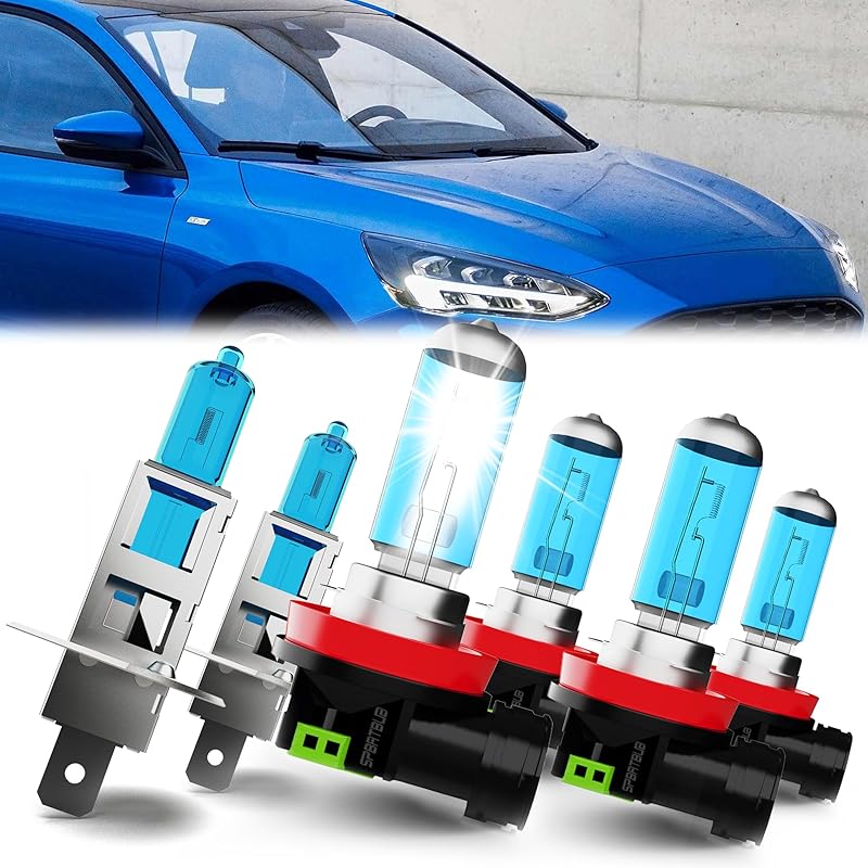 Compatible with Ford Focus 2012-2018 Lights Headlights Bulbs, H1 High Beams + H11/H9/H8 Low Beam Halogen Headlights and H11 Fog Light, 6 PCS
