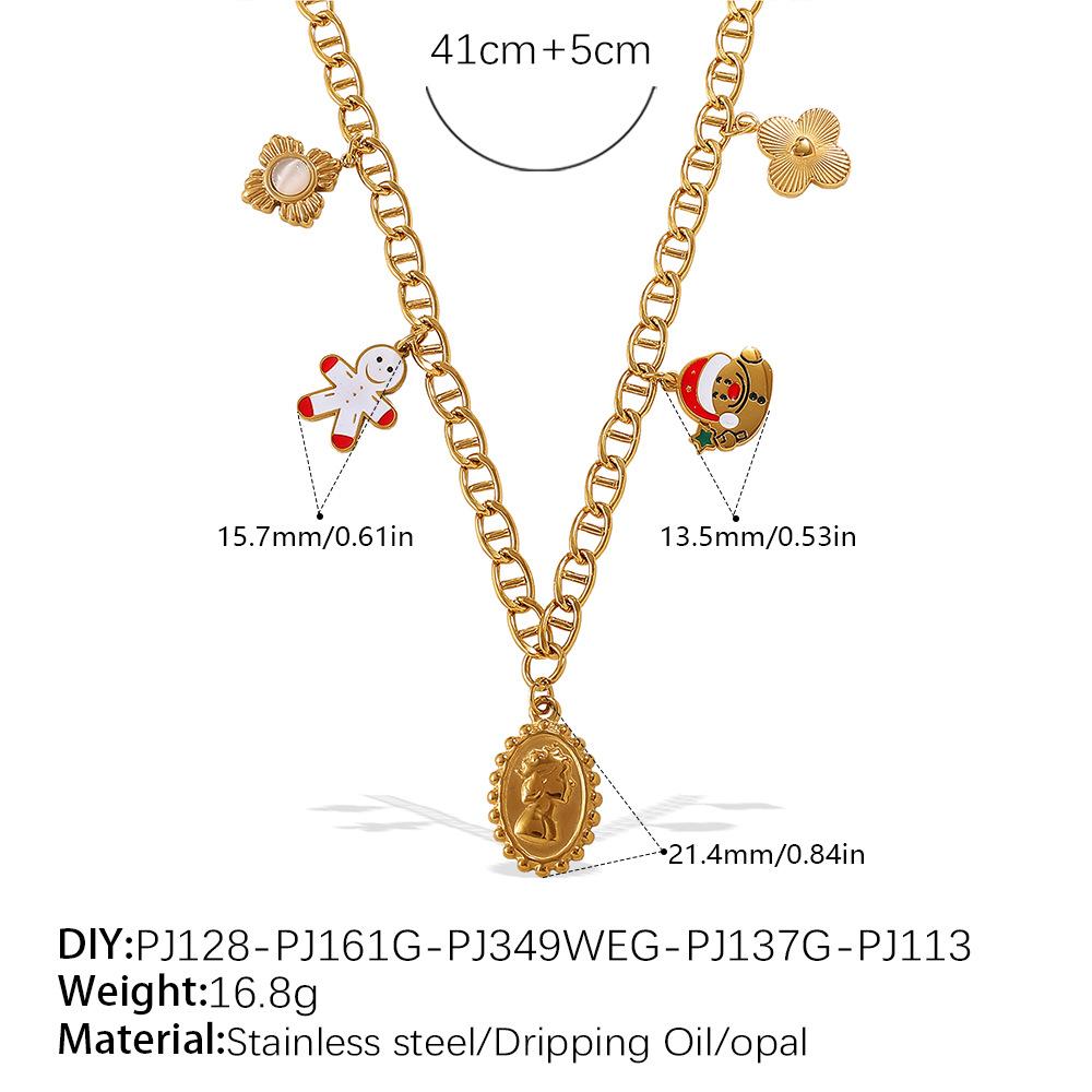 Fashion DIY Colorful Cartoon Pendant Necklace Stainless Steel Gold Plated Trend Jewelry