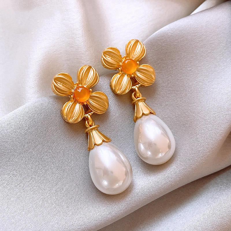 

Винтажные французские ретро серьги-капли с жемчугом: Подвески «Серебряные иглы» в придворном стиле