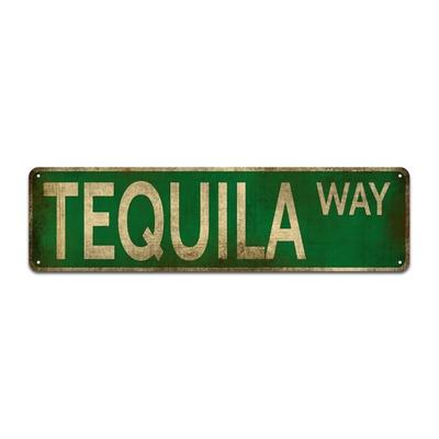 1 ks, Kovová cedule Tequila Road (15,75" x 3,94"/40 x 10 cm), Novinka Street Sign, Home Decor, Room Decor, Wall Decor