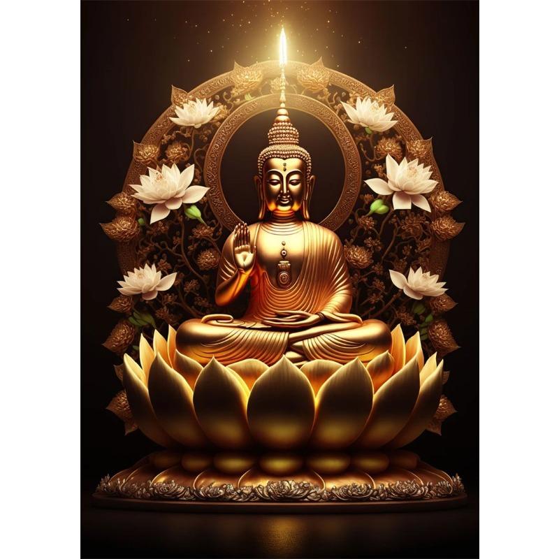 Lotus Meditation Buddha Statue Sculpture Art Poster Aesthetics Zen Religion Canvas Painting Edition Living Room Wall Home Decor