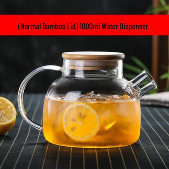 Borosilicate Glass Teapot with Bamboo Lid for Hot & Cold Drinks
