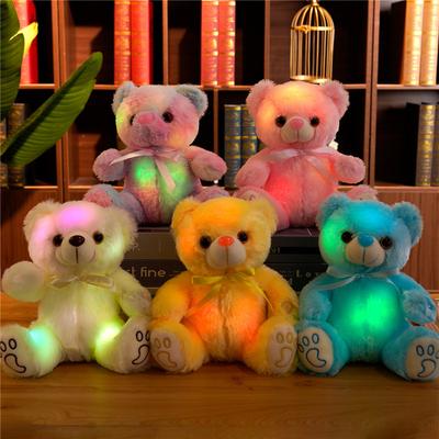 Cute Luminous Teddy Bear Doll Plush Toy Colorful Sitting Bear Doll Children's Rag Doll Birthday Gift