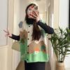 Autumn Winter Jacquard Knit Cardigan Vest Women Oversized Sleeveless Sweater Coat