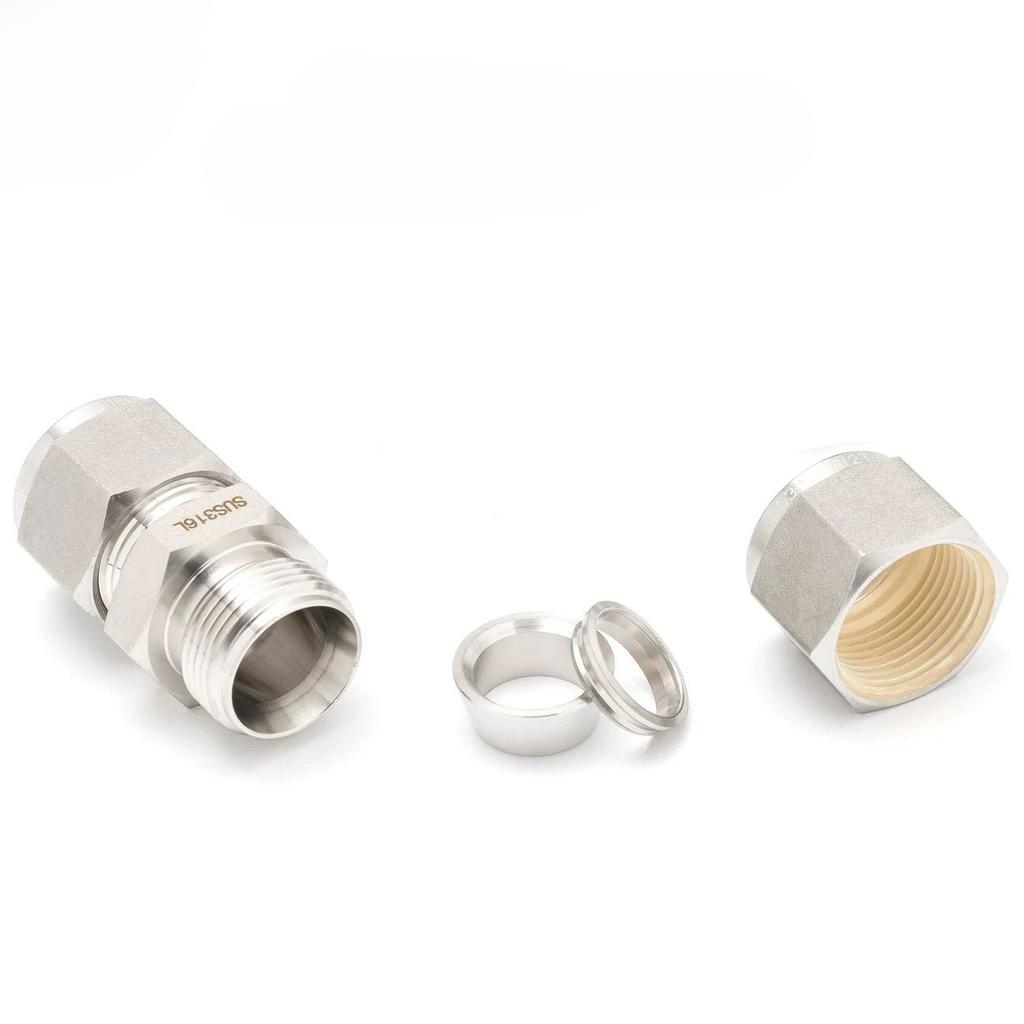 1/16"-1" 3-25mm Tube OD Compression Union SUS316L Stainless Steel Euqal Coupler Pipe Fitting Connector With UNF Nut Lock