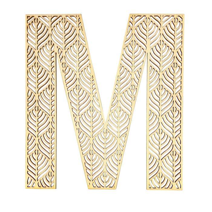 Large Wooden Letter - M - Wood - Openwork - To Decorate - 24 Cm - Creative Hobbies