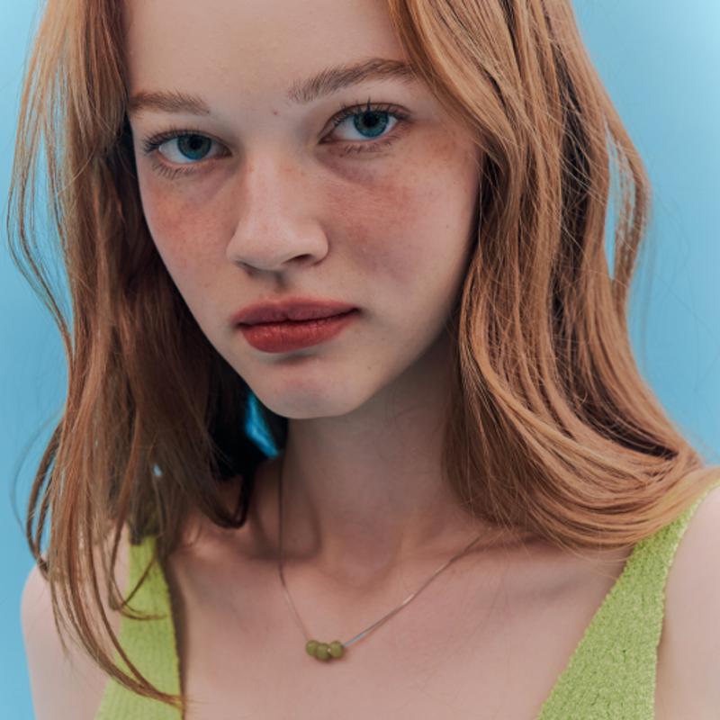 

ROAJU [silver925]Marble necklace Green