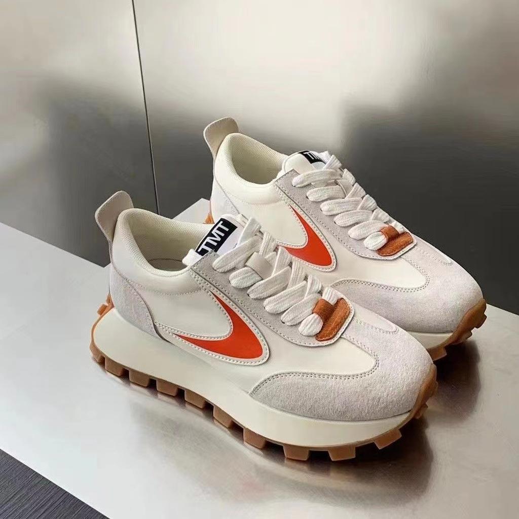 Couple Men Women Chunky Sneaker Running Shoes Fashion Casual Leather Fabric Breathable Height Increased Platform Sports Shoes