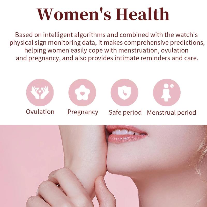 Móda Nové Dámské Chytré Hodinky AMOLED Zakřivená Obrazovka IP68 Vodotěsné Hlasové Bluetooth Volání Monitor Srdečního Tepu Krevního Tlaku Zdravotní Chytré Hodinky