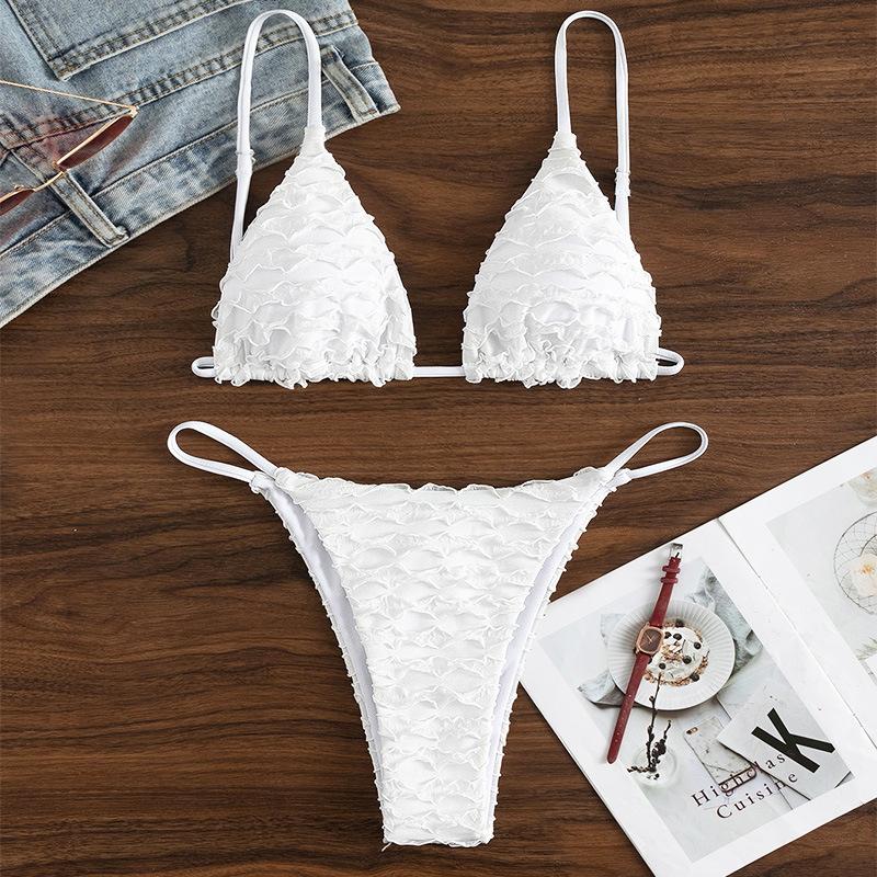 TS JYL-SW239 Stripe One Shoulder Bikini, High-Waist Solid Swimwear For Women S