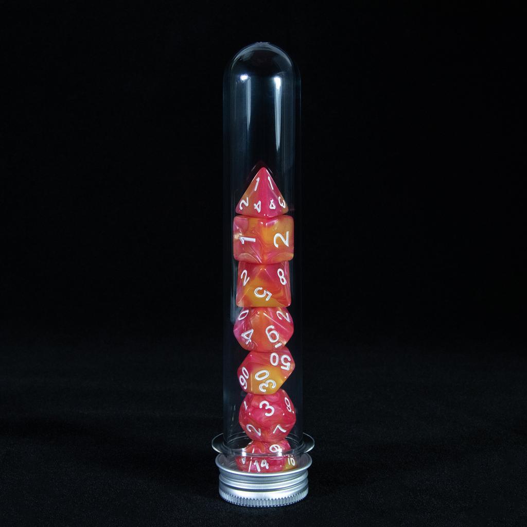 7 szt. Wielościenne kostki w mieszanych kolorach z tubą do DND TRPG RPG Cthulhu COC Gra planszowa Drużyna prowadząca Zestaw kości DND