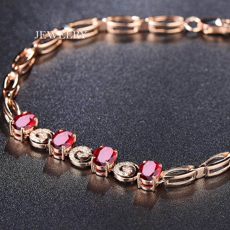 New Seiko Luxury High-end Temperament Pigeon Blood Red Imitation Red Tourmaline Color Treasure Bracelet Women's Hand Jewelry