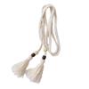 Handcraft Bohemian Cotton Rope Waist Belt for Women and Girl with Wood Beads and Tassels Perfect for Dresses and Skirt