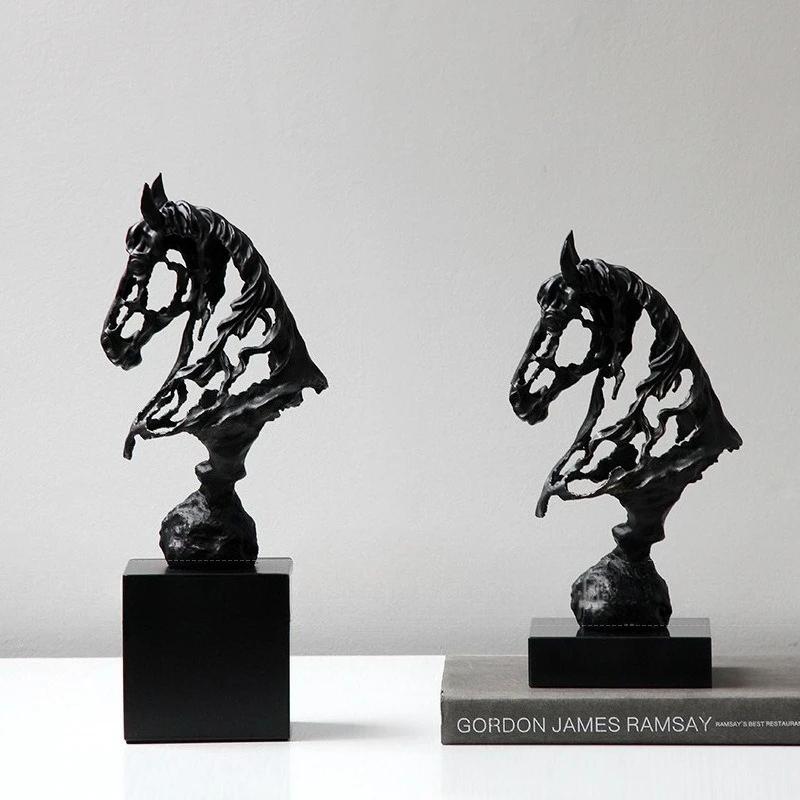 Creative Metal Handicrafts Simulation Animal Sculpture Hollowed-out Horse Head Metal Figurine Home Decoration Accessories