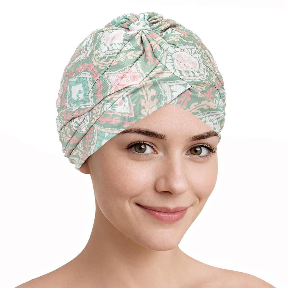 Pleated Hijab Caps Knotted Style Floral Head Wrap New Head Wrap Cap Women Headwear