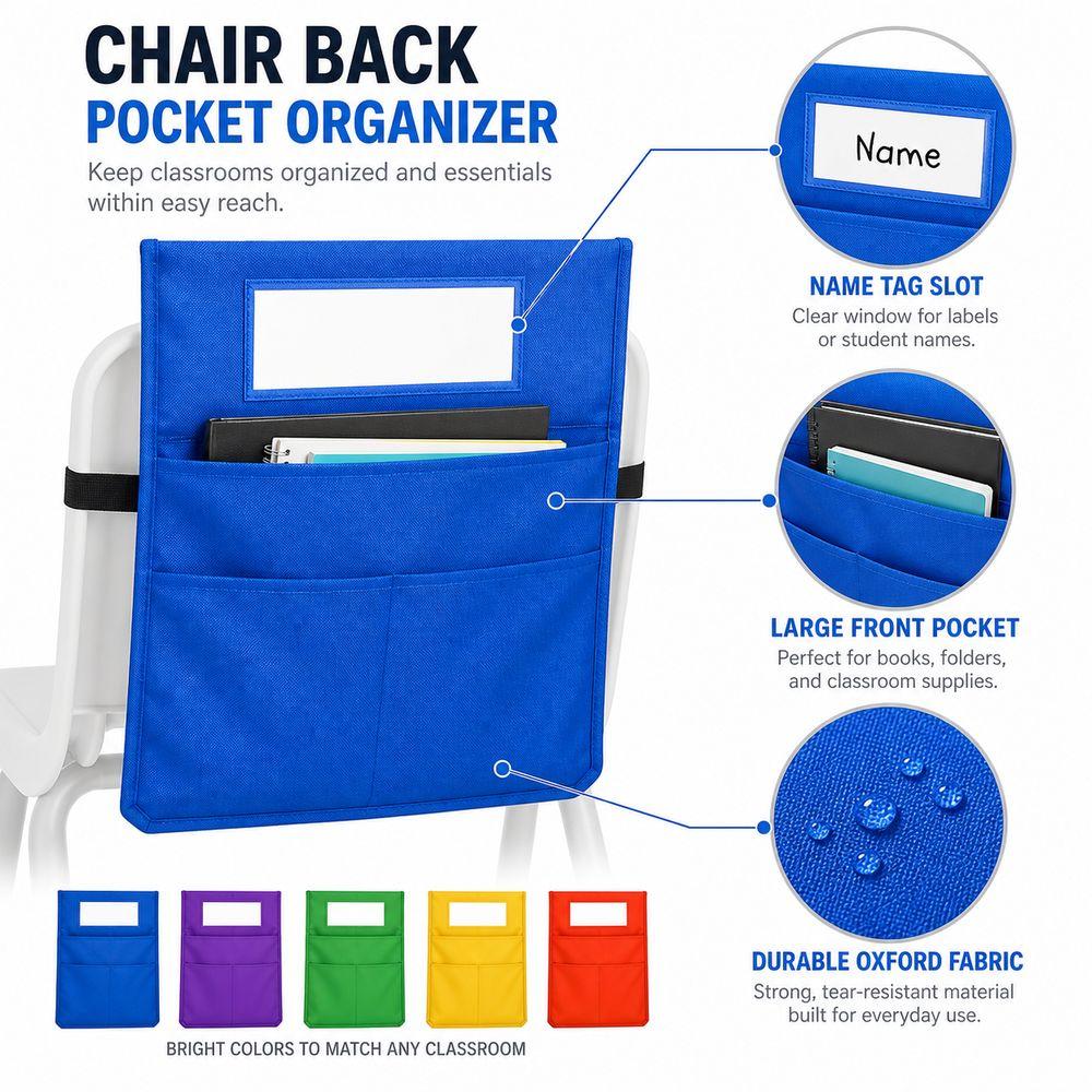 Oxford Cloth Chair Back Organizer Classroom Chair Pocket Name Tag Holder  Classroom Supplies