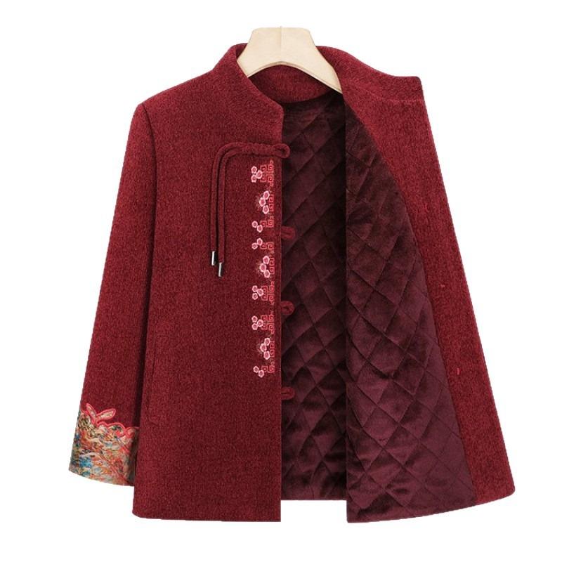 Old Man Winter Coat Mother Winter Clothes Old Lady Stand-up Collar Fleece Thickened Coat Top