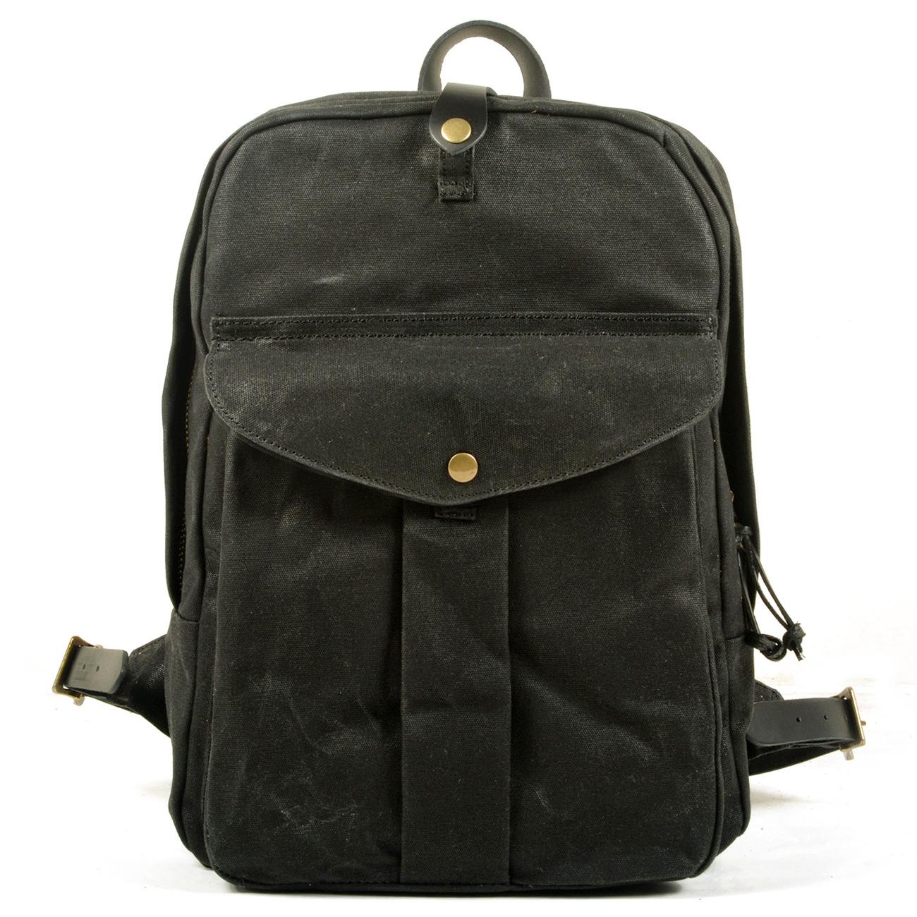

Retro Backpack Outdoor Large Capacity Travel Backpack Anti-Splashing Oil Wax Canvas Splicing Leather Mountaineering Bag