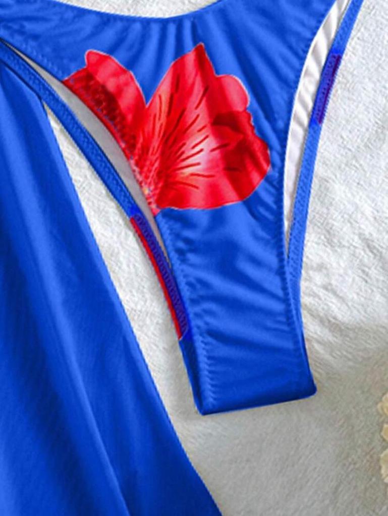 2025 Europäischer & Amerikanischer Print Rückenfreier Neckholder Bikini - Sexy Split Urlaubsbademode für Damen