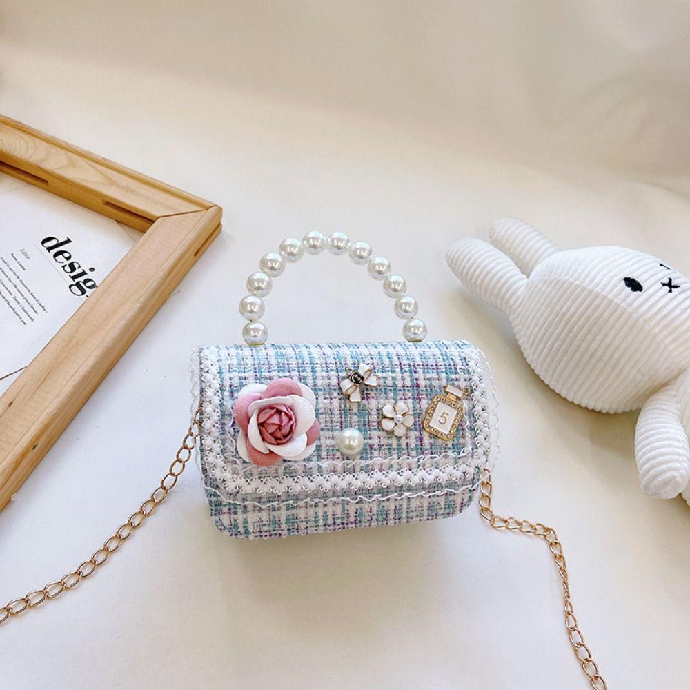 Mini Small Square Bag Flower Decoration Shoulder Bag Fashion Kid's Handbag  Girls