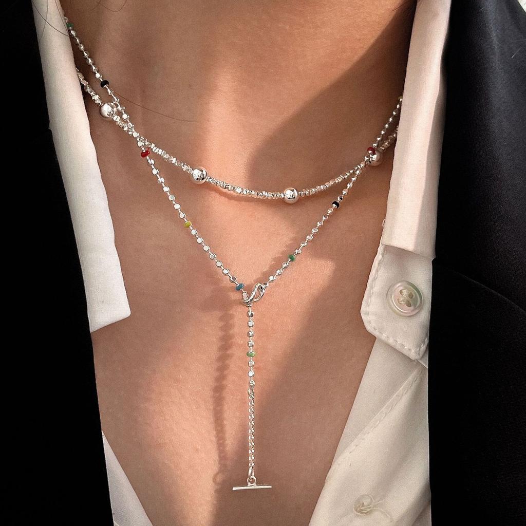 Japan and Korea Round Bead Necklace Women's Light Luxury Ins Niche Design High-end Fashion Collarbone Chain